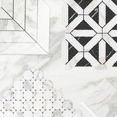 Calacatta Gold Italian Marble with Nero Marquina Black Triangles Geometrica Mosaic Tile Honed (Matte)